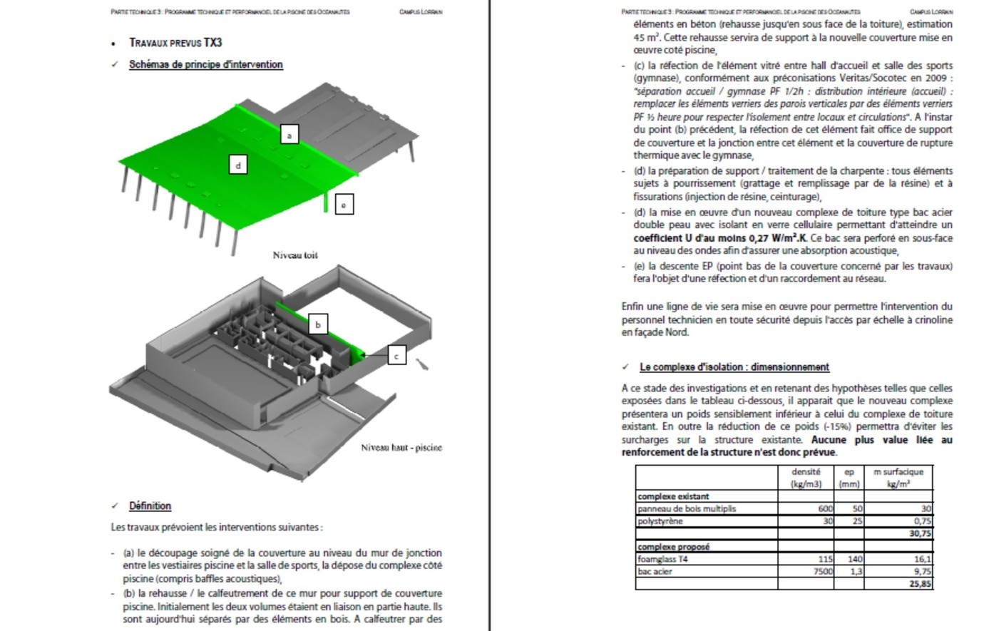 Détail des travaux prévus en toiture (programme) - ProPolis