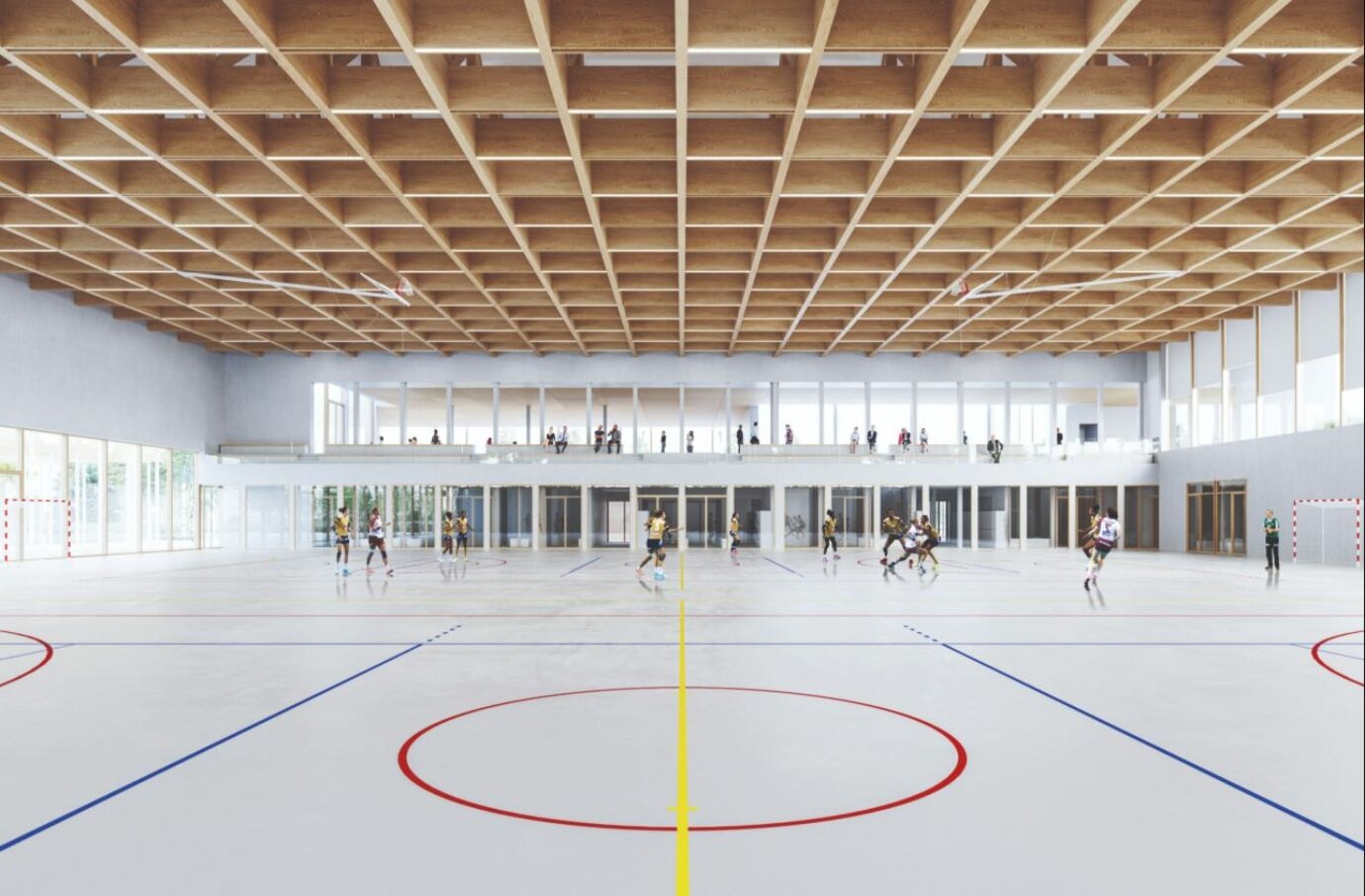 Perspective intérieure des salles multisports - MAAJ Architectes